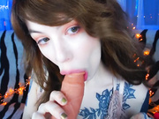 Hot Tattoed Babe Striptease and Sucking Dick ASMR
