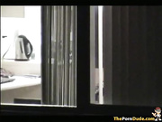 Voyeur Tapes The Neighbor Girl Fucking In The Kitchen