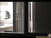 Voyeur Tapes The Neighbor Girl Fucking In The Kitchen