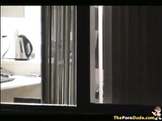 Voyeur Tapes The Neighbor Girl Fucking In The Kitchen