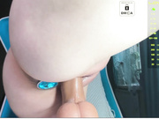 Elysi ride dildo with anal plug and pussy closeup