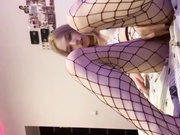 Cute blonde shoots handjob on cam