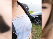 Vanilla_sexy беременная в колготках во дворе