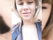 Vanilla_sexy беременная в колготках во дворе