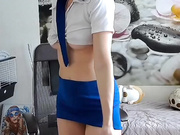 prekrasno - секси стюардесса в юбочке без трусиков показывает стриптиз