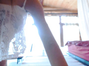 Cum wild log house in the woods